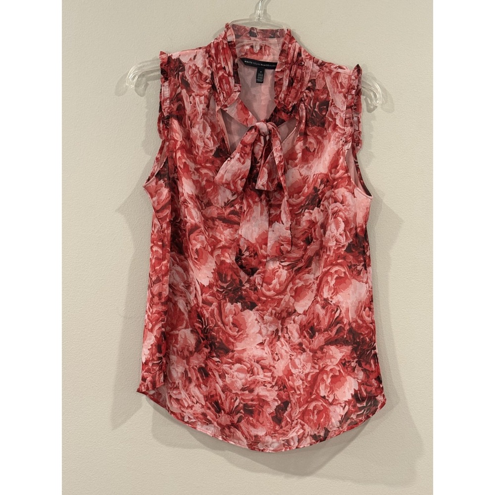 White House Black Market Pink Floral Sleeveless Blouse Small